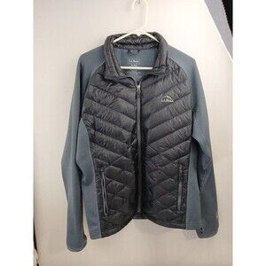 LL Bean 850 Black Gray Goose Down Insulated Long Sleeve Puffer Jacket Mens Xl